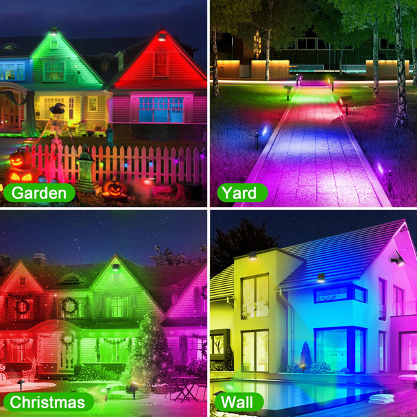 LANSOW Solar Spot Lights Outdoor Color Changing, [7 Modes/8 Pack] Christmas Solar Landscape Spotlights, Solar Lights Outdoor Waterproof, Solar Powered Flood Lights for Outside Yard Garden Pathway