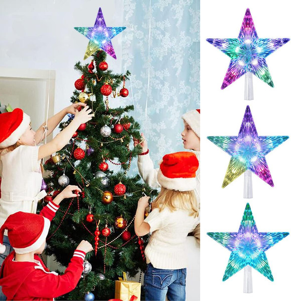 Christmas Tree Topper Lanyazet 9.5inch 24 Modes Color Changing with Versatile Remote Controller 3AA Battery Powered Christmas Star Tree Topper Light for Xmas Tree Decoration（Indoor and Outdoor ）