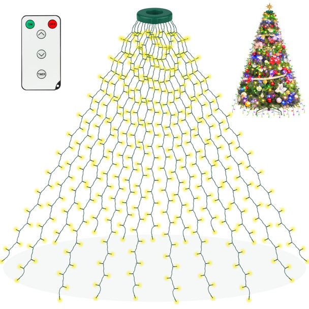 Christmas String Lights for Tree, 400 LEDs 6.6FT x 16 Strands 9 Modes Waterproof Waterfall Fairy Twinkle Lights with Remote & Timer for Decor