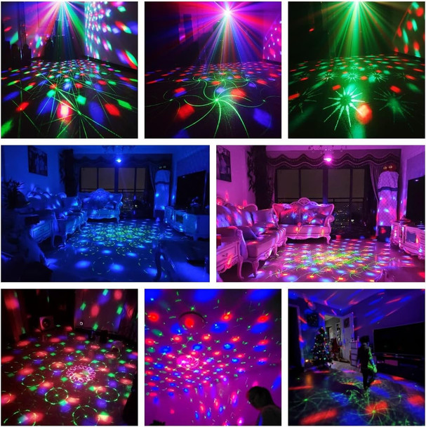 Dj Party Disco Ball Lights with Pattern and Sound Activated, 10 ft USB Cable, Laucnpty LED Stage Strobe Light That Sync with Music, Christmas Rave/Home Karaoke/Dance/Club Bar Lights for Parties
