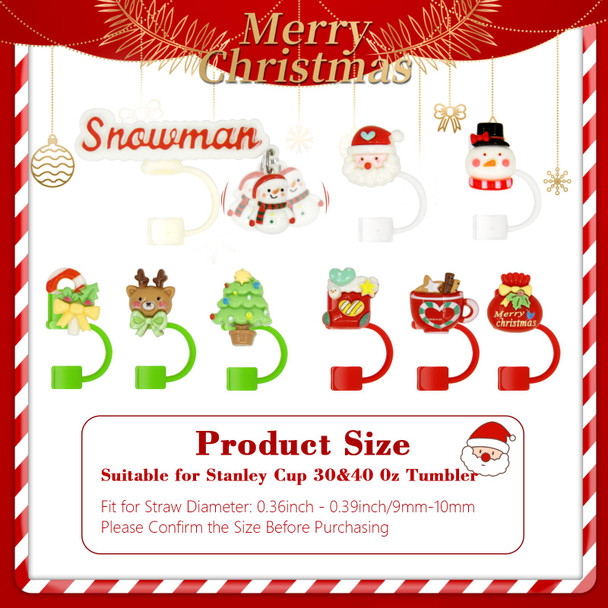 11Pcs Christmas Straw Cover Cap for Stanley Cup 10mm Silicone Holiday Straw Topper with Xmas Handle Charms for Stanley 30/40 Oz Tumbler Accessories Reusable Straw Tip Lids for Christmas s Decor 11Pcs Christmas Straw Cover Cap for Stanley Cup 10mm Silicone Holiday Straw Topper with Xmas Handle Charms for Stanley 30/40 Oz Tumbler Accessories Reusable Straw Tip Lids for Christmas s Decor