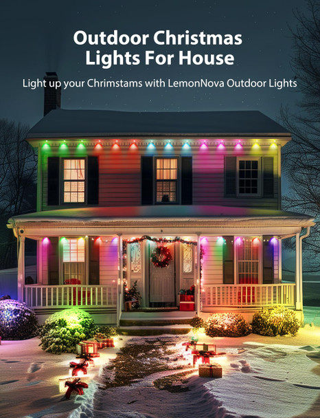 Permanent Outdoor Lights, 100ft RGB Outdoor Christmas Lights with 72 LED Lights, IP67 Waterproof LED Eaves Lights with DIY Scene Modes for Halloween Decor, Smart APP & Remote Control
