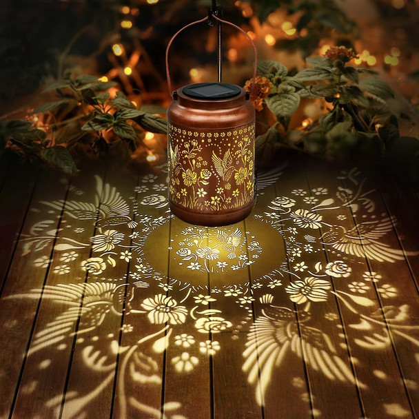 Hummingbird Solar Lanterns Outdoor Waterproof Garden Decor s for Women Mom Grandma Hanging Solar Lights Metal Solar Decoration Outside for Yard, Patio, Backyard, Porch