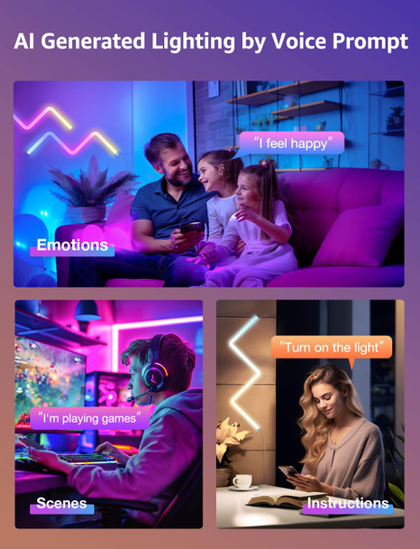 Lepro WL1 AI Smart RGB Wall Lights for Christmas Decorations, LLM AI Generated Lighting with LightBeats Music Sync, Voice Control Via App, Wi-Fi & Bluetooth LED Light Bars, 6 Pcs with 2 Corners Lepro WL1 AI Smart RGB Wall Lights for Christmas Decorations, LLM AI Generated Lighting with LightBeats Music Sync, Voice Control Via App, Wi-Fi & Bluetooth LED Light Bars, 6 Pcs with 2 Corners