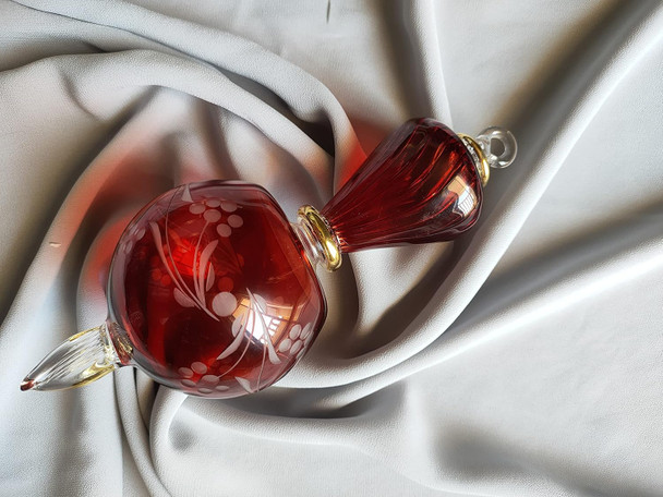 The phoenix Red Glass Christmas Tree Topper ornament Ribbed Glass decoration ideas for Christmas Christmas decorative for living room hanging ornaments