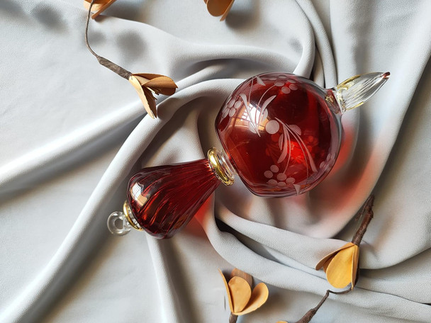 The phoenix Red Glass Christmas Tree Topper ornament Ribbed Glass decoration ideas for Christmas Christmas decorative for living room hanging ornaments