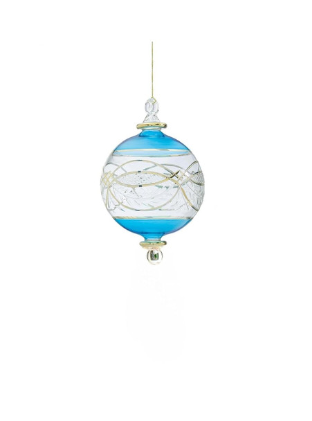 Clear and Turquoise Engraved Glass Christmas ornament for Christmas tree decorations Hanging ornaments for Tree decorations xmas Decorative balls Egyptian glass