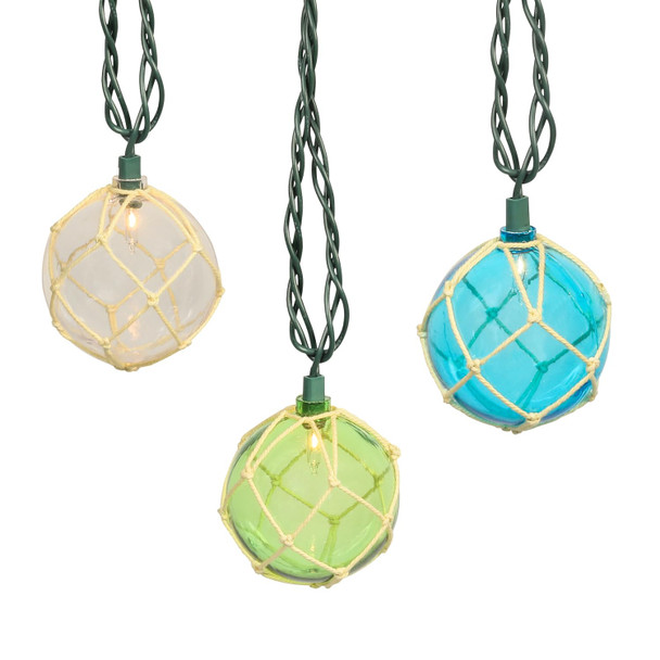 Indoor String Light 10 Nautical Fishing Floats Coastal Buoy Beach Theme Decoration for Bedroom Bathroom Window Christmas Tree, 7.92Ft Indoor Outdoor Use