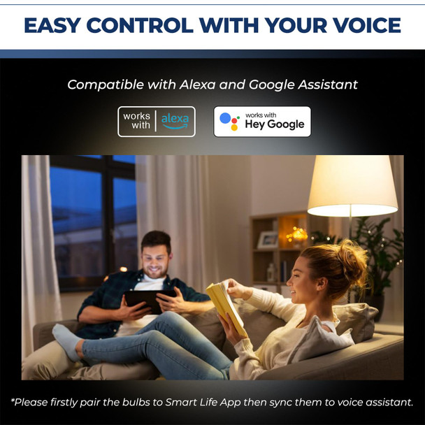 Smart Light Bulbs 100W Equivalent, 1350LM 11W WiFi Smart Bulb Compatible with Alexa/Google Assistant/Smart Life, A19 E26 RGBCW Color Changing, No Hub Required,2.4G WiFi, ETL Listed,4PCS