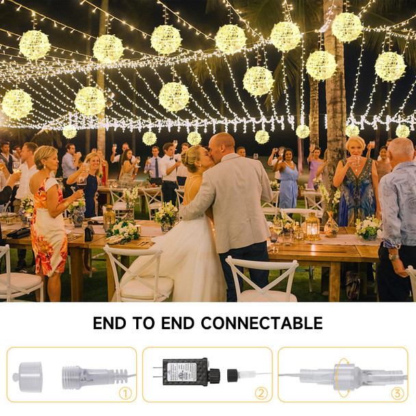 Christmas Outdoor Balls String Lights Hanging Tree Garden Lights 4 Pack 7.87" Sphere Lights with Plug in Globe Lights Trees Garden Lights for Party Wedding Yard Garden Porch Patio Decoration