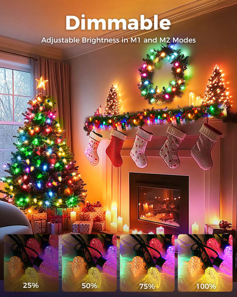 litogo C9 Christmas Lights Outdoor with Remote Control, 84FT 50 LED RGB Color Changing Xmas String Lights with Timer, Waterproof Connectable Fairy Lights for Outside Holiday Tree Patio Decoration