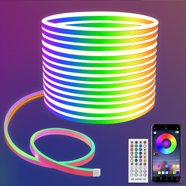 LED Neon Lights, 32.8FT RGB Neon Rope Lights App Control,IR Remote,Music Sync,IP67 Waterproof,Flexible DIY Design for Bedroom,Living Room,Gaming Room,Party,Outdoor,Christmas Decor