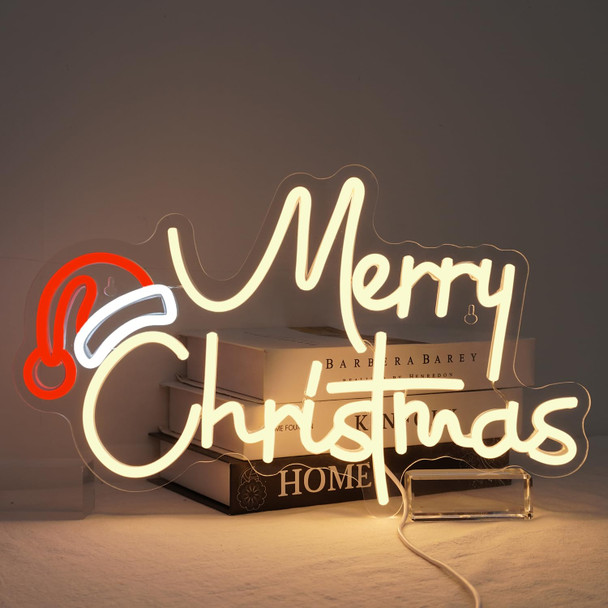 Merry Christmas Neon Sign Christmas LED Sign Light with Acrylic Board,Dimmable Switch Neon Sign,Art Wall Decorative Night Light for Indoor Party Kids Bedroom Wedding Bar Pub Club Christmas Decor