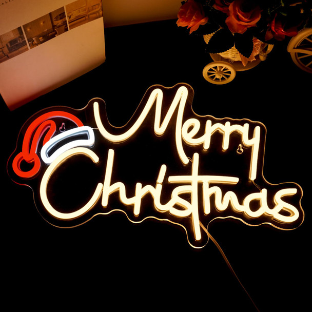 Merry Christmas Neon Sign Christmas LED Sign Light with Acrylic Board,Dimmable Switch Neon Sign,Art Wall Decorative Night Light for Indoor Party Kids Bedroom Wedding Bar Pub Club Christmas Decor