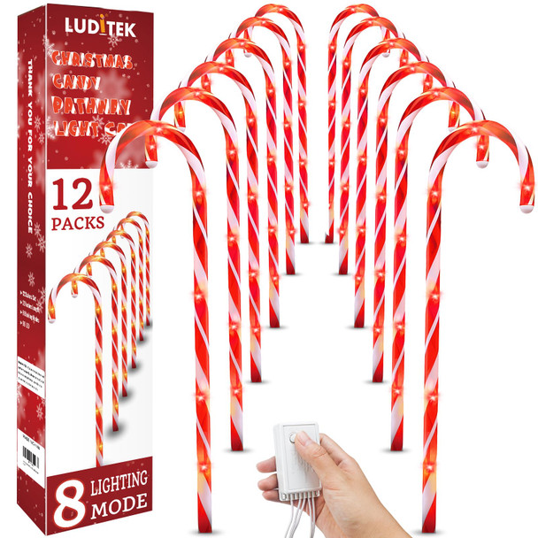 Luditek 29" Christmas Candy Cane Pathway Markers Set of 12 Christmas Outdoor Outside Decorations Lights 8 Blinking Modes Indoor Holiday Xmas Yard Patio Garden Walkway Decor Luditek 29" Christmas Candy Cane Pathway Markers Set of 12 Christmas Outdoor Outside Decorations Lights 8 Blinking Modes Indoor Holiday Xmas Yard Patio Garden Walkway Decor