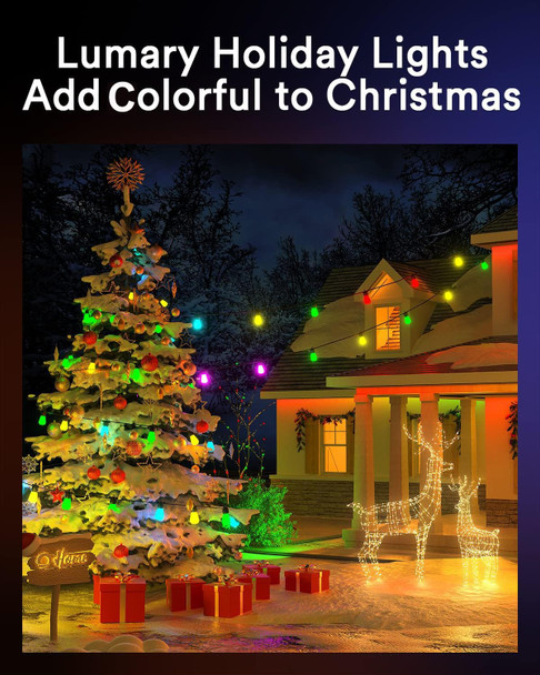 Lumary 100FT Smart Outdoor String Lights with APP/Remote/Voice Control, RGBAI Color Changing Patio Lights with Warm White 30+2 LED Bulbs, IP65 Waterproof Permanent Outdoor Lights Work with Alexa