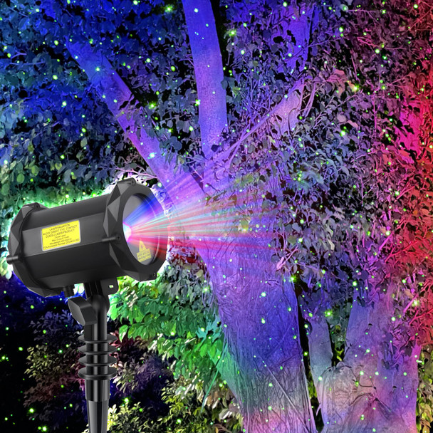 Firefly Garden Lights Star Projector Laser Christmas Lights with Colorful LED Background Light