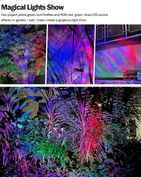 Firefly Garden Lights Star Projector Laser Christmas Lights with Colorful LED Background Light