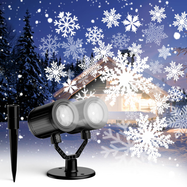 Christmas Snowflake Projector Light d Dual-Head Snowflake Projector Lights Waterproof LED Snowfall Projector Lights for Holiday Snowflake Lights for Wall Window Decoration
