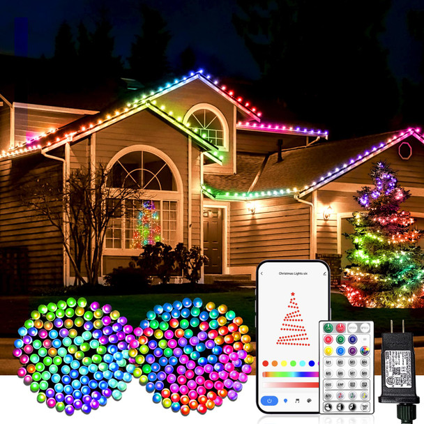 Smart Christmas String Lights, 131FT 400 RGB LEDs Christmas Lights Outdoor Indoor with 8 Lighting Modes, Fairy String Lights for 6-8ft Christmas Tree,IP44 Waterproof(2.4GHz)