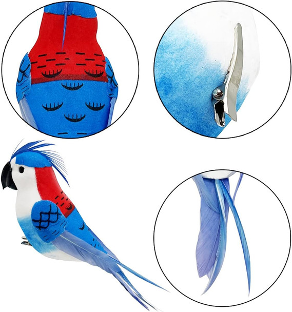 LWINGFLYER 4pcs Clip on Parrot Ornaments Parakeet 6.6inch Artificial Simulation Foam Feather Bird for Christmas Tree Decoration Home Garden Wedding Party Accessories LWINGFLYER 4pcs Clip on Parrot Ornaments Parakeet 6.6inch Artificial Simulation Foam Feather Bird for Christmas Tree Decoration Home Garden Wedding Party Accessories