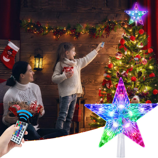 Christmas Star Trees Topper Light 9.5inch 24 Modes Color Changing with Versatile Remote Controller 3AA Battery Powered Christmas Tree Topper Party Home Decoration(Indoor and Outdoor ) Christmas Star Trees Topper Light 9.5inch 24 Modes Color Changing with Versatile Remote Controller 3AA Battery Powered Christmas Tree Topper Party Home Decoration(Indoor and Outdoor )