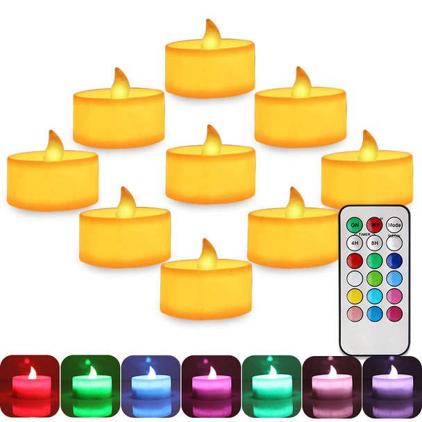 2.2" Flameless Tea Light, Colorful Christmas Flickering Candles with Remote, Battery Operated Led Candles, Electric Candles for Votive Holder, Wedding Lights, Window Candles Thanksgiving Day