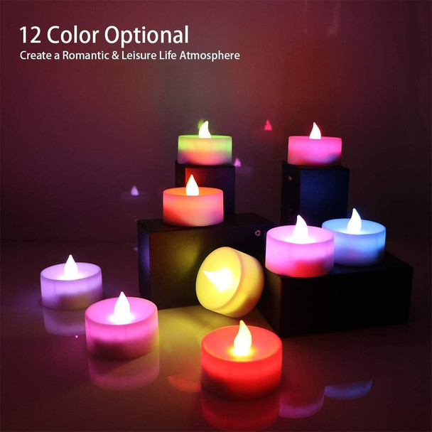 2.2" Flameless Tea Light, Colorful Christmas Flickering Candles with Remote, Battery Operated Led Candles, Electric Candles for Votive Holder, Wedding Lights, Window Candles Thanksgiving Day