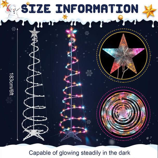 Macarrie 2 Pack 6 Ft Spiral Christmas Trees Outdoor Light Up Christmas Tree 125 LEDs Plug in Tree Decor Cone Tree Decoration with Star Tree Topper for Christmas Outside Yard Porch Home (Multi Color) Macarrie 2 Pack 6 Ft Spiral Christmas Trees Outdoor Light Up Christmas Tree 125 LEDs Plug in Tree Decor Cone Tree Decoration with Star Tree Topper for Christmas Outside Yard Porch Home (Multi Color)