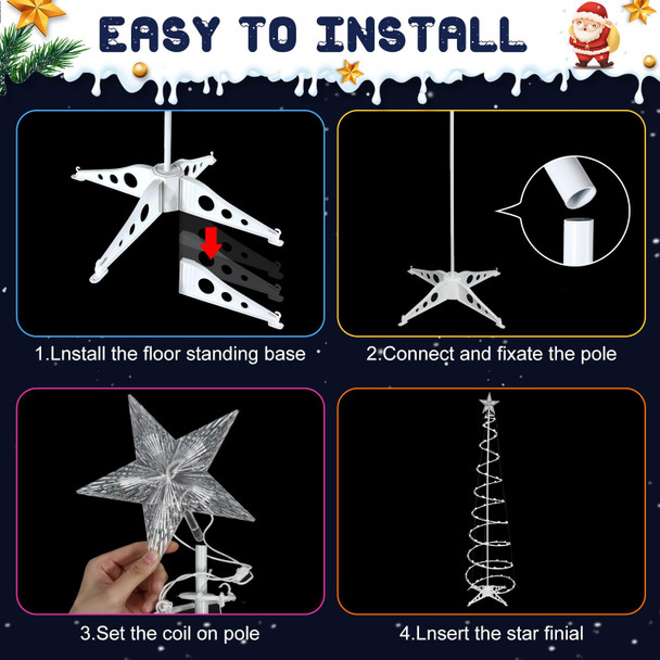 Macarrie 2 Pack 6 Ft Spiral Christmas Trees Outdoor Light Up Christmas Tree 125 LEDs Plug in Tree Decor Cone Tree Decoration with Star Tree Topper for Christmas Outside Yard Porch Home (Multi Color) Macarrie 2 Pack 6 Ft Spiral Christmas Trees Outdoor Light Up Christmas Tree 125 LEDs Plug in Tree Decor Cone Tree Decoration with Star Tree Topper for Christmas Outside Yard Porch Home (Multi Color)
