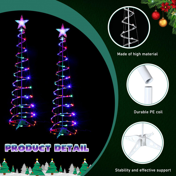 Macarrie 4 Pcs Spiral Christmas Tree Lights Lighted Christmas Tree 125 Colorful LEDs Plug in Christmas Outdoor Decorations Tree and Star Topper for Xmas Yard Garden Patio Indoor Decor (Classic)