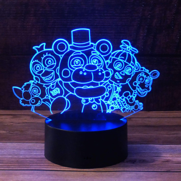 Five Nights 3D Night Light for Kids, 16 Colors Illusion Table Lamp with Remote Control, USB Rechargeable Dimmable Bedside Desk Light for Children Christmas s Birthday Bedroom Decoration