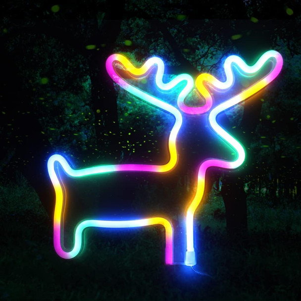 Neon Sign Deer LED Light Wall Decor Light Up Acrylic Colorful Neon Light for Bedroom, Kids Room, Living Room, Bar, Party, Christmas, Halloween