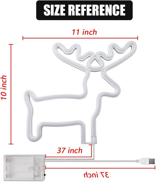 Neon Sign Deer LED Light Wall Decor Light Up Acrylic Colorful Neon Light for Bedroom, Kids Room, Living Room, Bar, Party, Christmas, Halloween