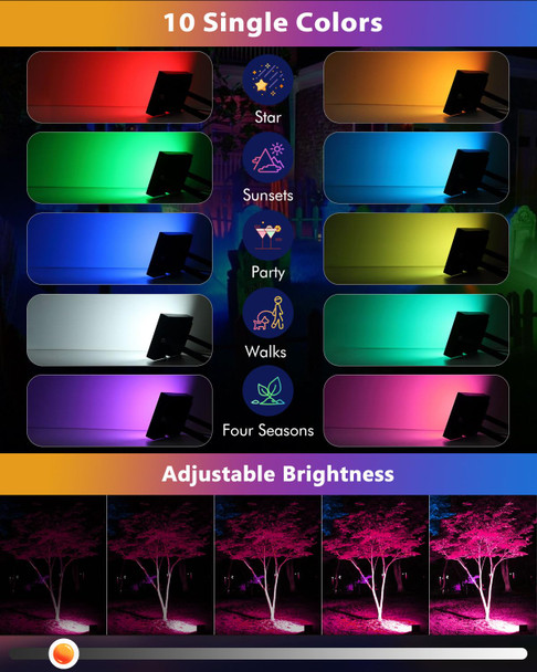 MEIKEE 35W RGBW LED Flood Lights, 3500LM RGB Color Changing Flood Security Lights, 350W Equivalent IP66 Waterproof Dimmable Wall Floodlights Christmas Halloween Decoration Outdoor Lighting (4 Pack)