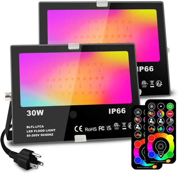 MELPO 30W Led Flood Light Outdoor 300W Equivalent, Color Changing RGB Lights with Remote, 120 RGB Colors, Warm White 2700K, Timing, Custom Mode, Uplight Landscape Lights,IP66 US 3-Plug (2 Pack) MELPO 30W Led Flood Light Outdoor 300W Equivalent, Color Changing RGB Lights with Remote, 120 RGB Colors, Warm White 2700K, Timing, Custom Mode, Uplight Landscape Lights,IP66 US 3-Plug (2 Pack)
