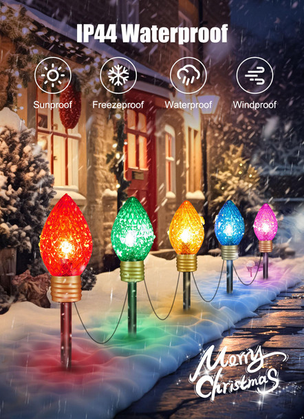 Minetom Strawberry C9 Christmas Jumbo Lights, 2 Pack 10.5 Feet 5 Lights Multicolor Bulb Christmas Pathway Lights Outdoor C7 Lights Covered Jumbo Multicolor Light Bulb Decorations for Lawn Outside Minetom Strawberry C9 Christmas Jumbo Lights, 2 Pack 10.5 Feet 5 Lights Multicolor Bulb Christmas Pathway Lights Outdoor C7 Lights Covered Jumbo Multicolor Light Bulb Decorations for Lawn Outside