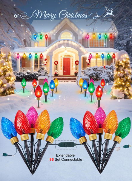 Minetom 11Feet 5 LED Super Jumbo Strawberry Christmas String Lights or Pathway Marker Lights, Outdoor Xmas Decorations, Jumbo C9 Hanging Lights Waterproof Lawn Dec for Holiday Tree Roof Yard Garden