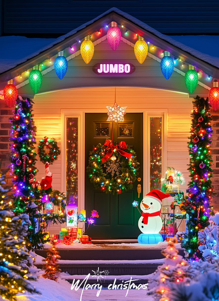 Minetom 11Feet 5 LED Super Jumbo Strawberry Christmas String Lights or Pathway Marker Lights, Outdoor Xmas Decorations, Jumbo C9 Hanging Lights Waterproof Lawn Dec for Holiday Tree Roof Yard Garden