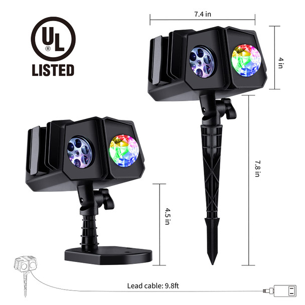 Minetom Christmas Projector Lights Outdoor 26 HD Effects (3D Ocean Wave + Patterns) Waterproof with Timer Landscape Lights for Indoor Holiday Halloween Christmas Night Disco Party, RGB + Multicolor