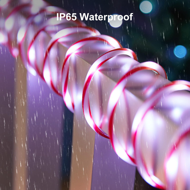 Minetom Christmas Lights Outdoor, 66 FT 400 LED Candy Canes Rope Lights Outdoor with 8 Lighting Modes, Waterproof Christmas Lights Outdoor Decoration, Rope Lights for Outside Indoor Tree, Pure White