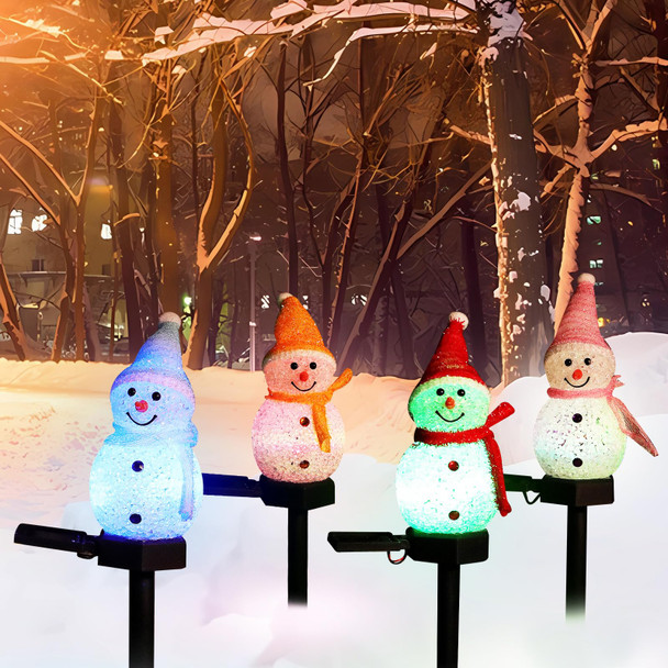 Outdoor Christmas Decorations -Christmas Light Stakes for Yard-Snowman Solar Lights-Snowman Christmas Ornaments for Yard Garden Lawn Landscape Patio Walkway Decor