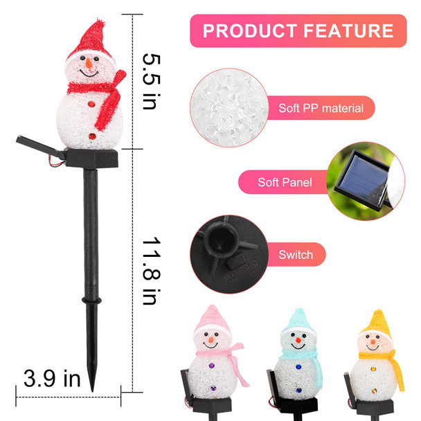 Outdoor Christmas Decorations -Christmas Light Stakes for Yard-Snowman Solar Lights-Snowman Christmas Ornaments for Yard Garden Lawn Landscape Patio Walkway Decor