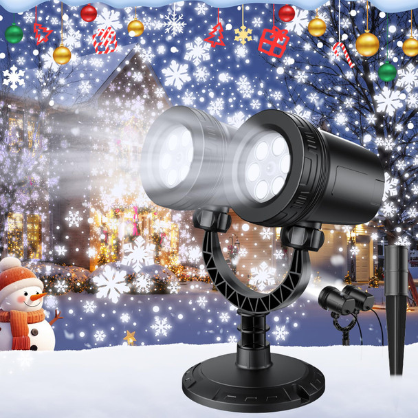 Christmas Decorations Outdoor, Snowflake Christmas Projector Lights Outdoor, Dual-Head Snowflake Holiday Projector Lights Outdoor, Christmas Light for Yard Wall Indoor Xmas Decor