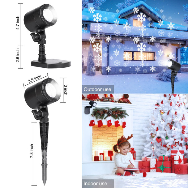 Christmas Snowflake Projector Lights Outdoor LED Snowfall Projection Landscape Lighting Waterproof Plug in Moving Effect Wall Mountable Snow Lights for Indoor Xmas Holiday Home Party Year Show