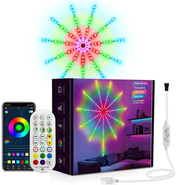Smart Firework LED Strip Lights 40 inch Dream Color LED Lights for Bedroom with Remote App Control, Color Changing Music Sound Sync Light for Christmas Decorations
