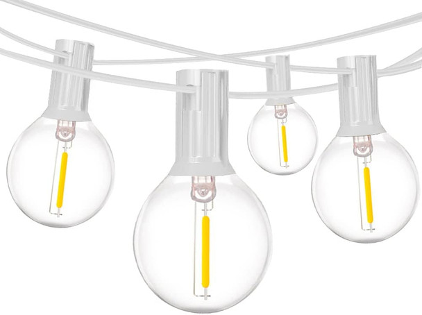 2-Pack 25Ft Outdoor LED String Lights with 50+4 Shatterproof LED Clear Plastic Globe Bulbs,Commercial Lighting for Patio Cafe Porch Bistro Party Wedding Christmas Indoor/Outdoor Decoration,White Wire