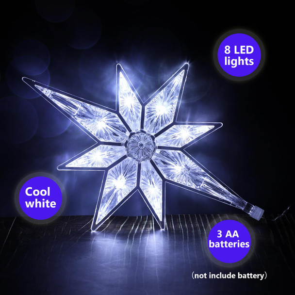 Mudder 10.8 Inch Christmas Window Star Lights Plastic Lighted Star Tree Topper Decoration Large Hanging Stars Christmas Window Lights LED Star Window Silhouette Decoration (Cool White,1 Piece)