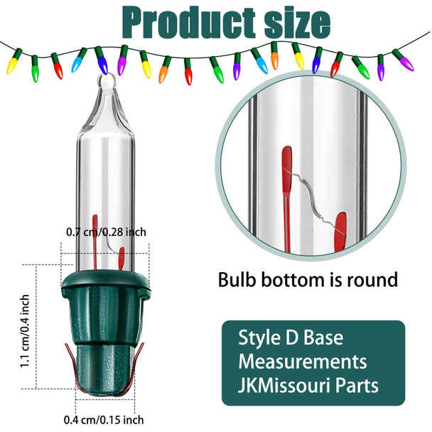 Mudder 500 Pieces 2.5V Replacement Christmas Tree Light Bulbs 50/100/150/200 Count Mini Incandescent Wire String Light Replacement Bulbs for Xmas Tree Decoration(Green Base with Warm White Bulb)