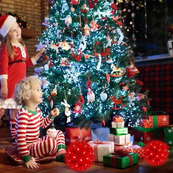 Christmas Lights Ball 7" Outdoor Hanging Sphere Lights 100 LED Orb Light Red Starlight Sphere Lights for Tree Porch Bedroom Christmas Decorations